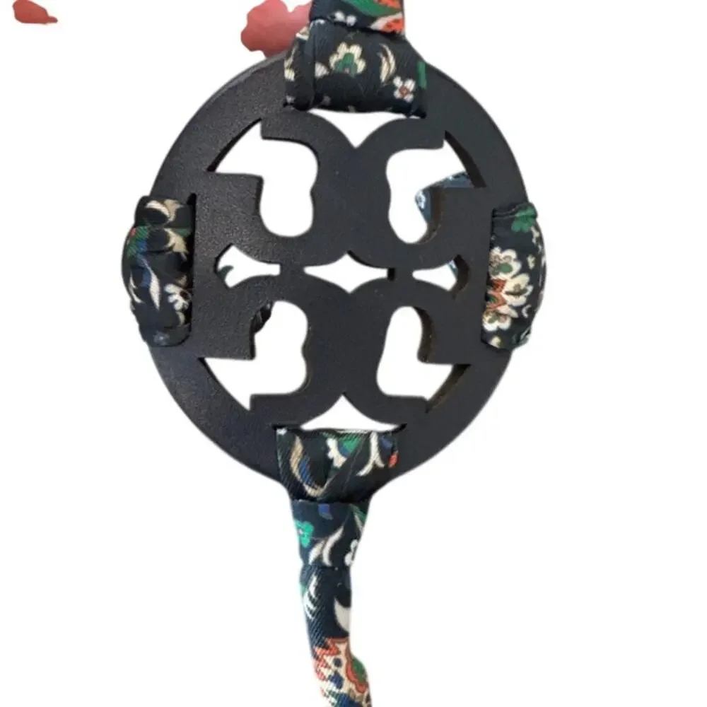 Tory Burch‎ Miller Scarf Sandals Navy Floral Ankle Strap 8